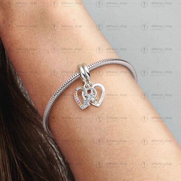 Pandora Puzzle Piece Hearts Splittable Friendship Dangle Charm - Picture 2 of 2